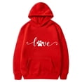 thumbnail image 1 of Women's Sweatshirts with Hooded Fleece Lined Warm Long Sleeve Cute Pullover Drawstring Loose Tops with Pockets(Red,XXXL), 1 of 3