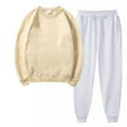 thumbnail image 1 of Women's Sweatsuit Sets Trendy Round Neck Solid Color Pullover And Casual Sports Pants Sports 2 Piece Jogger Set Khaki XXL, 1 of 4