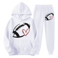 thumbnail image 1 of Women's Sweatsuits 2 Piece Game Day Football Print Hooded Track Suits Long Sleeve Fashion Travel Outfit Winter Clothes, 1 of 4