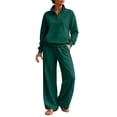 thumbnail image 1 of Women's Sweatsuits 2 Piece Outfits Lounge Sets | Cozy Airport Outfits,Casual Sweat Sets for Fall And Winter,Half Zip Pullover And Baggy Sweatpants with Pockets QURATI, 1 of 7
