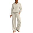 thumbnail image 1 of Women's Sweatsuits 2 Piece Outfits Lounge Sets | Cozy Airport Outfits,Casual Sweat Sets for Fall And Winter,Half Zip Pullover And Baggy Sweatpants with Pockets QURATI, 1 of 7