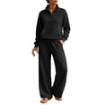 thumbnail image 1 of Women's Sweatsuits 2 Piece Outfits Lounge Sets | Cozy Airport Outfits,Casual Sweat Sets for Fall And Winter,Half Zip Pullover And Baggy Sweatpants with Pockets QURATI, 1 of 7
