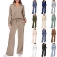 thumbnail image 1 of Women's Sweatsuits 2 Piece Outfits Lounge Sets Long Sleeve Casual Pullover and Baggy Sweatpants with Pockets Blue L, 1 of 5