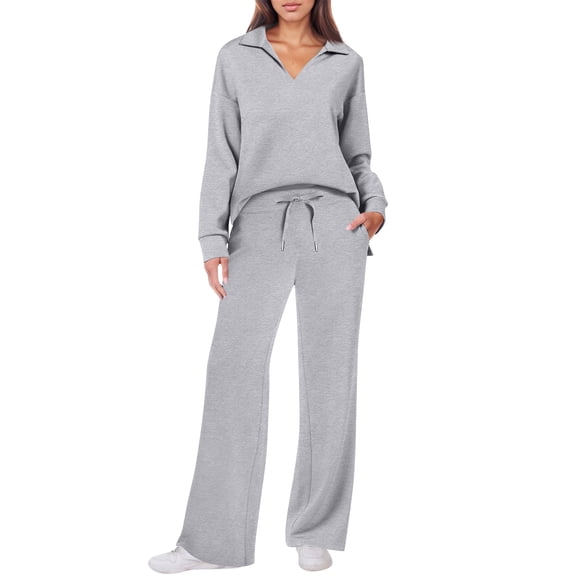 Women's Sweatsuits 2 Piece Outfits Lounge Sets Long Sleeve Casual Pullover and Baggy Sweatpants with Pockets