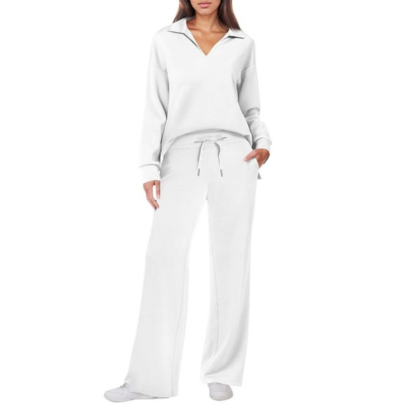 Women's Sweatsuits 2 Piece Outfits Lounge Sets Long Sleeve Casual Pullover and Baggy Sweatpants with Pockets