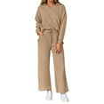 thumbnail image 1 of Women's Sweatsuits 2 Piece Solid Color Long Sleeve V-Neck Pullover and Sweatpants Casual Fall Comfy Fashion Tracksuit Sets, 1 of 4