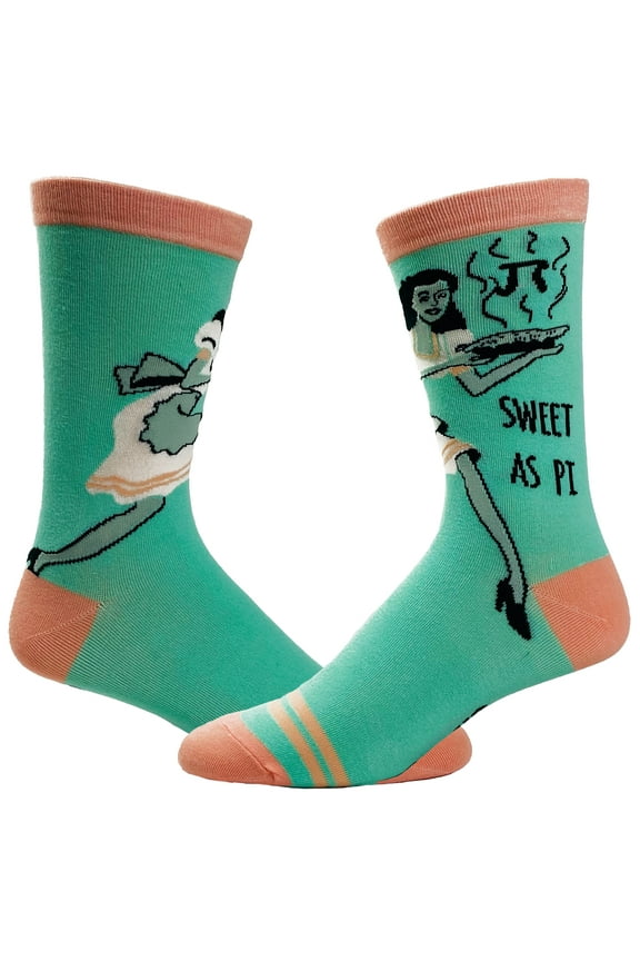 Women's Sweet As Pi Socks Funny Math Nerd 3.14 Novelty Dessert Kitchen Graphic Footwear