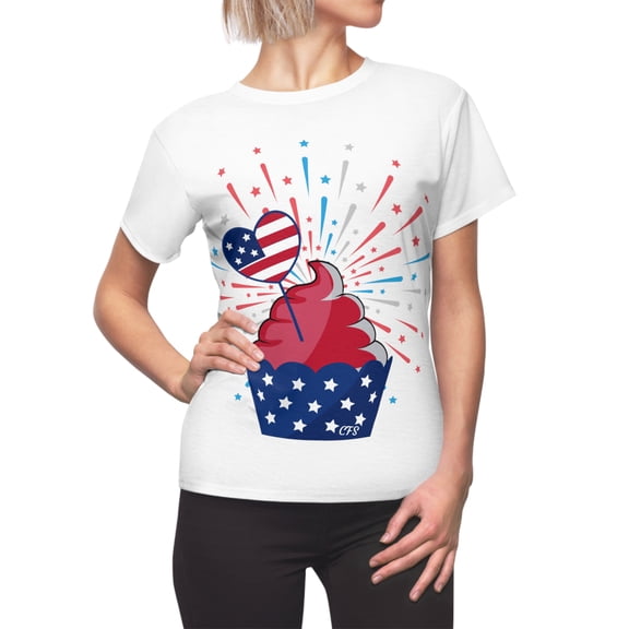 Women's "Sweet Freedom" Cut & Sew Tee (Cupcake)