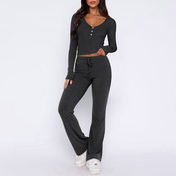 Women's Sweet And Spicy Long Sleeved Tops And Casual Pants Two Piece Fashion Set Pants Suits for Women Sexy Formal Woman Casual Pants Suits Wedding Pant Suits for Women Dressy Overalls Women Winter