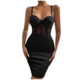thumbnail image 1 of Women's Sweetheart Neck Mini Tight Dresses Bustier Spaghetti Strap Solid Color Slim Fitted Short Club Night Out Dress, 1 of 6