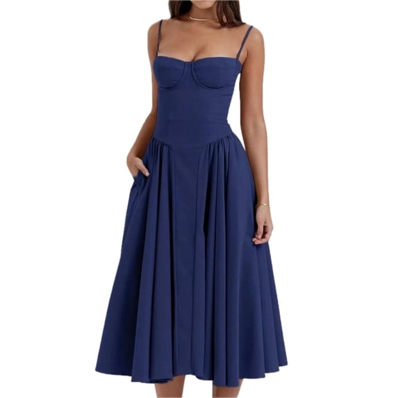 Women's Sweetheart Neck Ruched Midi Dress 100% Polyester Lightweight Fabric for Party and Evening Occasions Silhouette