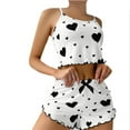 thumbnail image 1 of Women's Sweetheart Neckline Pajama Set - Loose Fit Camisole & Striped Shorts, Cozy Two-Piece Sleepwear for Home,Black S, 1 of 3