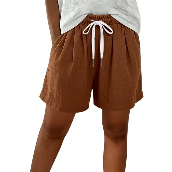 Women's Swim Board Shorts High Waisted Swimsuit Bottoms Tummy Control Swimming Trunks with Pockets Coffee