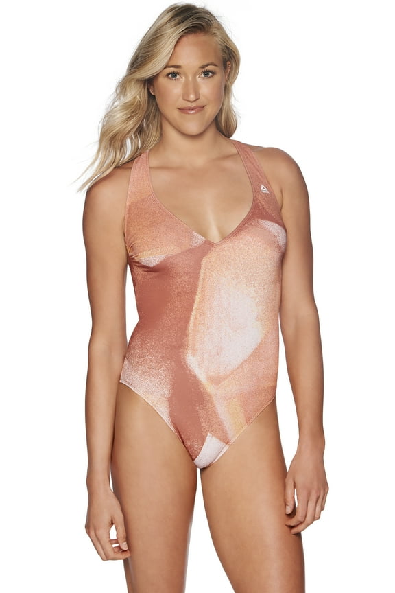 Women's Swim Lifestyle Le Femme Graffiti Plunge One-Piece Swimsuit