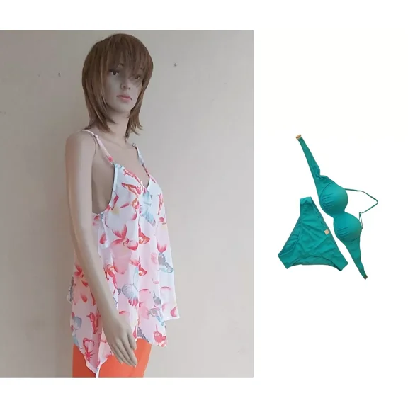 Women´s Swim Set 3-Pieces Top, Bottom and Cover UP Size L