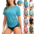 thumbnail image 1 of Women's Swim Shirt UPF 50+ Short Sleeve Rash Guard SPF UV Sun Protection Swimming Swimsuit Bathing Suit Top Only, Limited Time Clearance, 1 of 6
