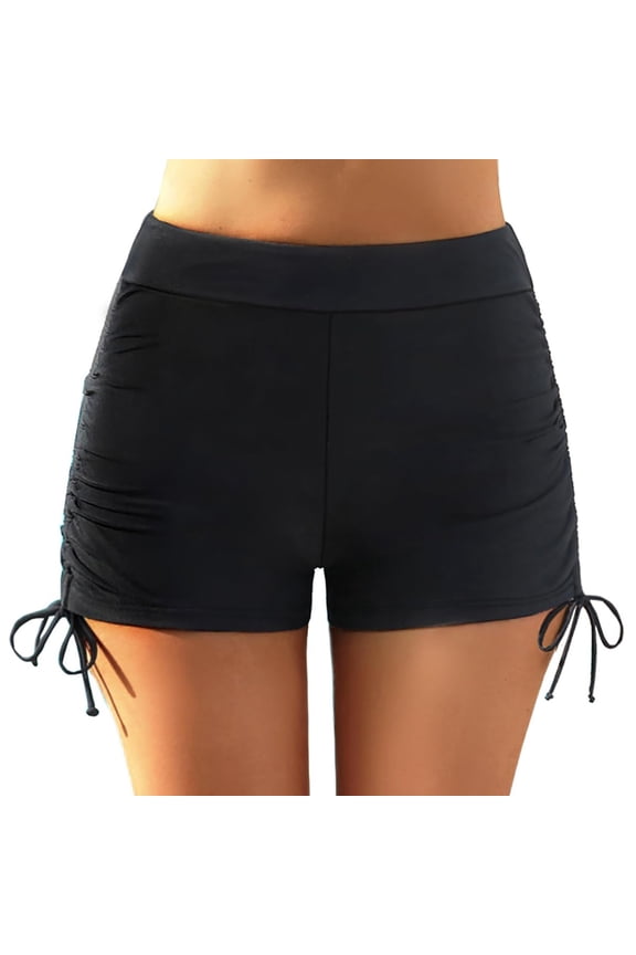Women's Swim Shorts Solid Tankini Bottoms Swimming Shorts with Drawstring Summer Swimwear