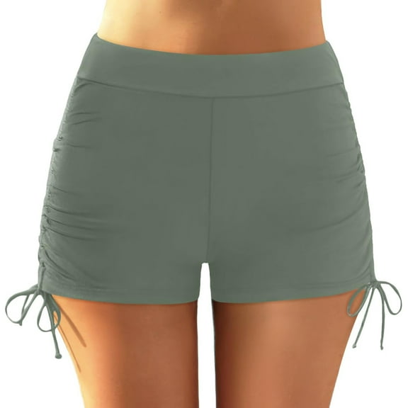 Women's Swim Shorts Solid Tankini Bottoms Swimming Shorts with Drawstring Summer Swimwear