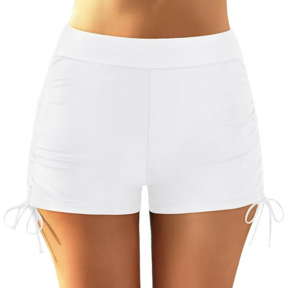 Women's Swim Shorts Solid Tankini Bottoms Swimming Shorts with Drawstring Summer Swimwear
