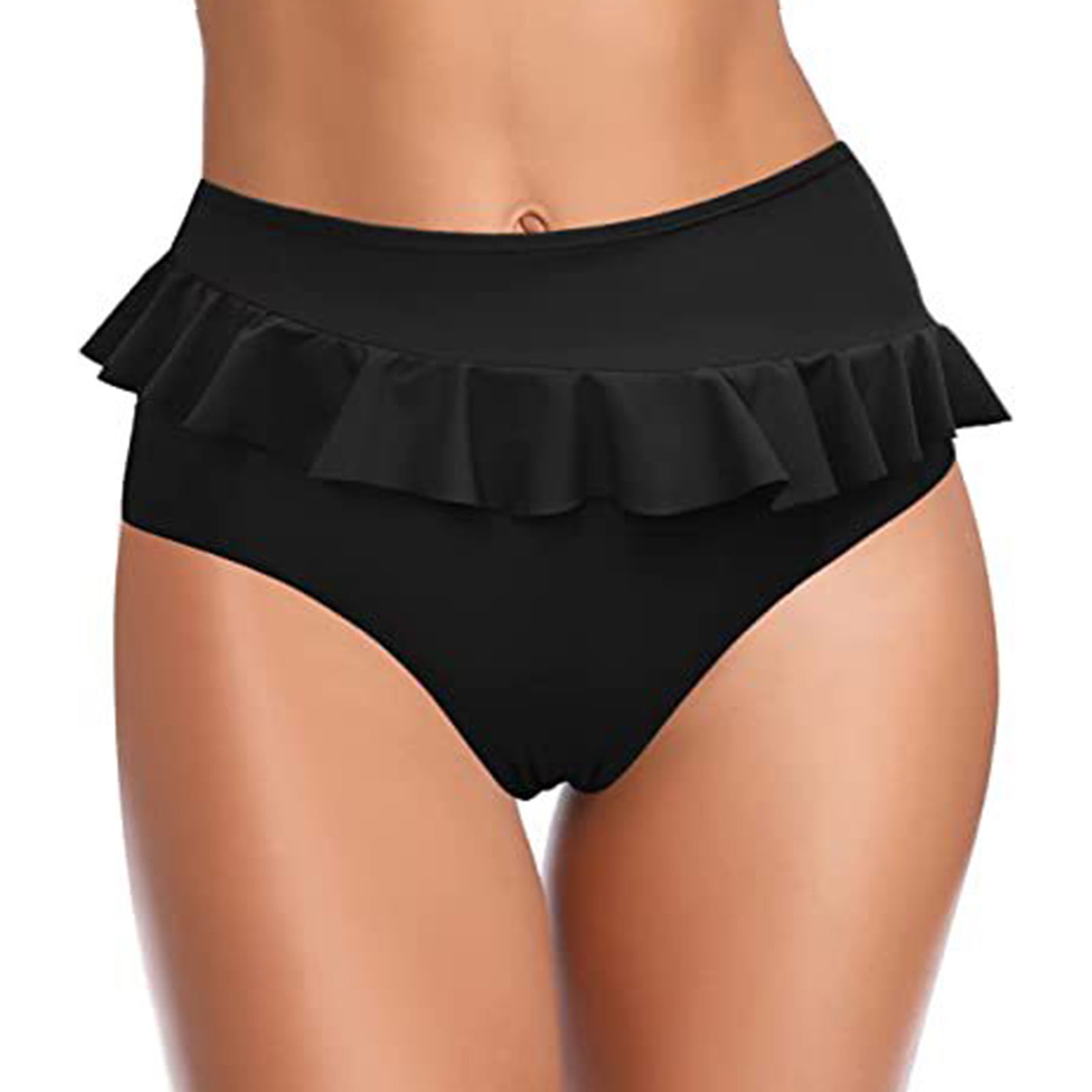 Aayomet Women High Waisted Bikini Bottoms High Cut Swim Bottom Full  Coverage Swimsuit Bottom Bathing Suit Shirt And Shorts,Black S