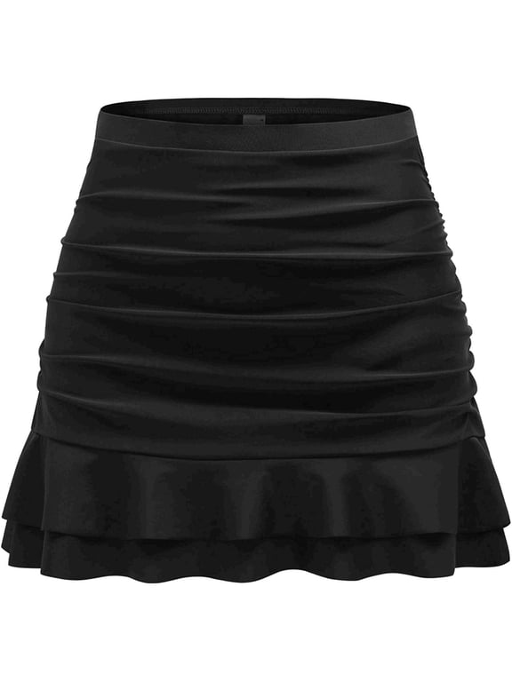Tournesol Women's Swim Skirts High Waisted Bathing Suit Bottoms Tummy Control Swimsuit Swimwear Skirts Black