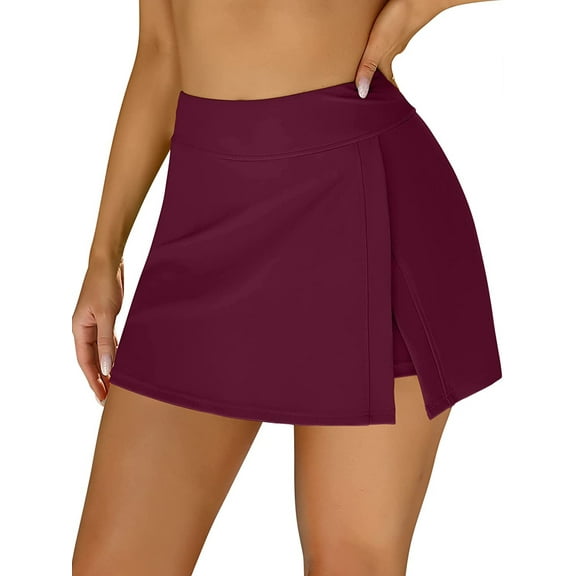 Women's Swim Skirt Built-in Brief Bikini Bottoms Short Beach Dress