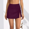 thumbnail image 1 of Women's Swim Skirt - Hem Pleated Lace Up Piece Solid Color Swimming Trunks Under $10, 1 of 4