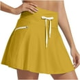 thumbnail image 1 of Women's Swim Skirt High Waist Build-In Brief Swimsuit Bottoms Solid Swimdress Sport Skirt with Zipper Pocket Yellow 2XL, 1 of 9