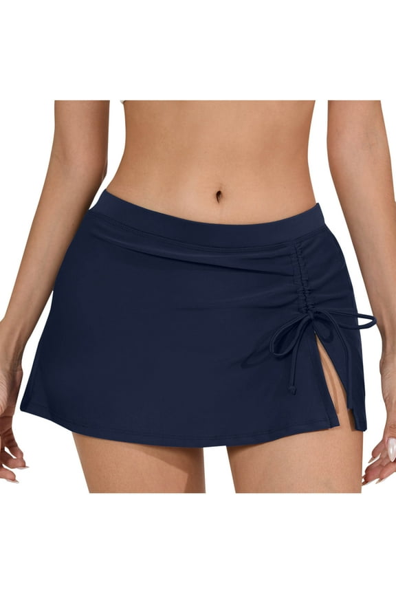 Women's Swimming Shorts Lace Up Solid Color Wrap The Buttocks Fold Draw Rope Bikini Bottoms Swim Shorts