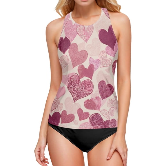 Women's Swimming Vest Women's Tankini Tops Swimming Vest for Women Soft and Smooth Suitable for Summer Beach Swimming Pool Parties XL Gradient Heart Chart