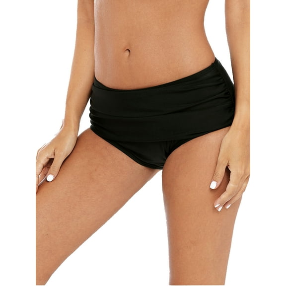 Women's Swimsuit Bottom Black Ruffle Bikini Brief Swim Trunk