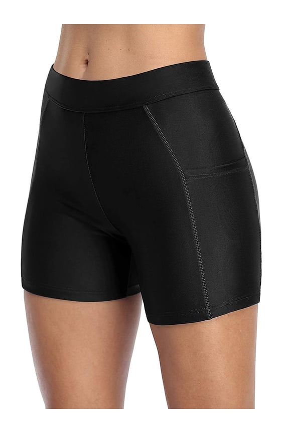 Women's Swimsuit Bottom Stretchy Fitness Board Short with Pockets Swim Trunk