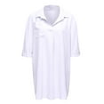 thumbnail image 1 of Women's Swimsuit Cover Ups 3/4 Sleeve Button Down Shirt Bathing Suit Beach Dresses - XL, 1 of 8