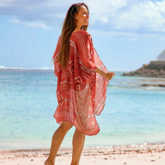 Women's Swimsuit Loose Cover Up Casual Top Printed Kimono Cardigan