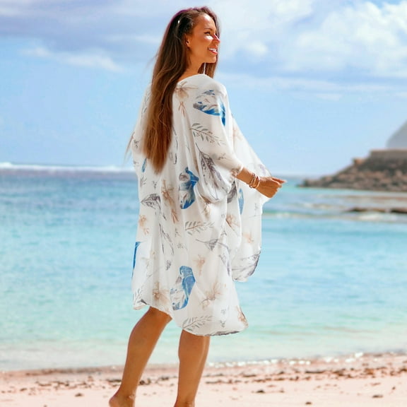 Women's Swimsuit Loose Cover Up Casual Top Printed Kimono Cardigan
