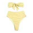thumbnail image 1 of Women's Swimsuit Strapless Bandeau High Waisted Thong Bikini Set Bathing Suit - Yellow, 1 of 5