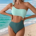 thumbnail image 1 of Women's Swimsuits Bikinis One Piece Under $10 Color Block Fashion No Buckle One-shoulder Backless Bikinis Sets, 1 of 7