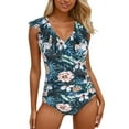 thumbnail image 1 of Women's Swimsuits Cute Bathing Suit Ruffle V Neck Swimwear, 1 of 5