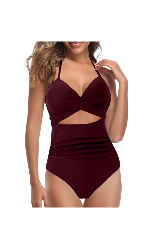 Women's Swimsuits Cutout High Waisted Bathing Suit Wrap Tie Back 1 Piece Swimsuit Girls Bikini Size 12 Bandeau Bikinis for Women Swimsuits Bikini Tropical Bikini Scalloped Bikini Bikini Set Bikini