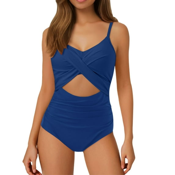Women's Swimsuits Cutout High Waisted Bathing Suit Wrap Tie Back 1 Piece Swimsuit