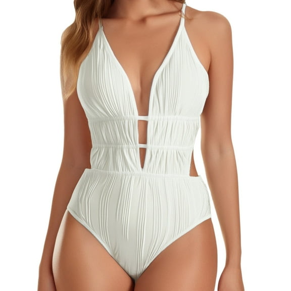 Women's Swimsuits Tied Backless Bathing Suit With Removable Padding Summer Beach Swimwear Ocean Stripes Design