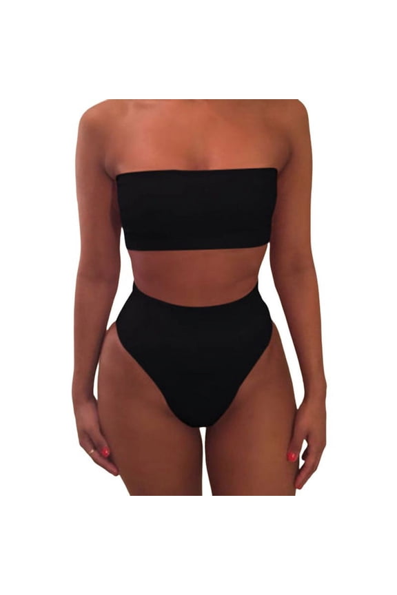 Women's Swimsuits Tube Strapless Bandeau Two Piece Bikini Set Bathing Suits