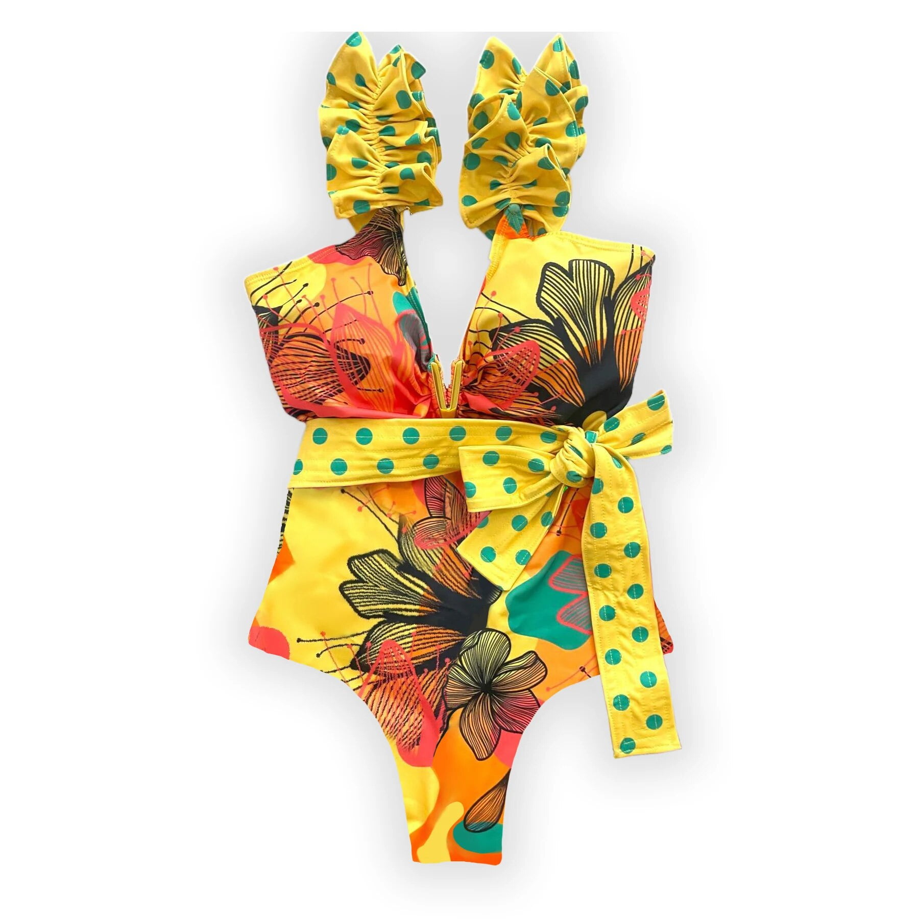 Women's Swimwear 2024 One Piece Swimwear Flower Bathing Suit White