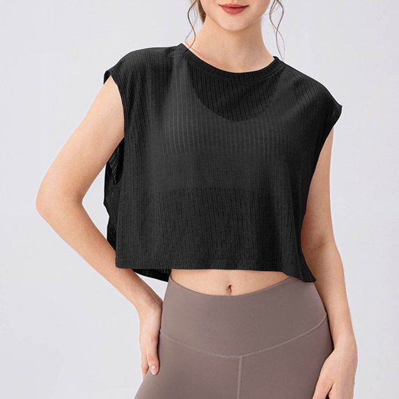 Women's Swimwear Cover Up Under $10 All Seasons Sleeveless Round-Neck Solid Color Breathable Exercise Sports Yoga Cover Ups