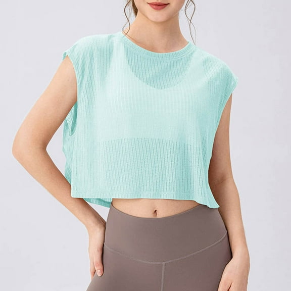 Women's Swimwear Cover Up Under $10 All Seasons Sleeveless Round-Neck Solid Color Breathable Exercise Sports Yoga Cover Ups