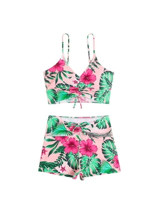MRULIC Camouflage Swimwear 2pack Print Beachwear Up Ladies Split With Swim  Color Halter Swimsuit Push Twopiece Shorts Women Swimsuit Bikini Swimwears