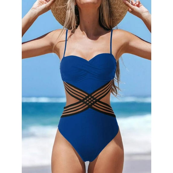 Women's Swimwear New Fashion Sexy Heart-Shaped Cross One-Piece Swimsuit