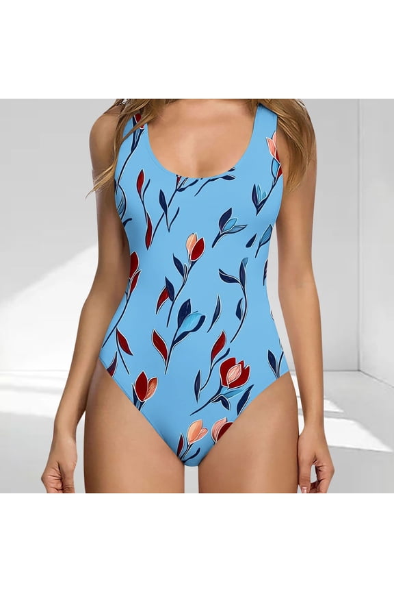 Women's Swimwear One Piece Closed Black Summer Print With Chest Cushion And No Steel Support Sexy Backless Strap Swimsuit