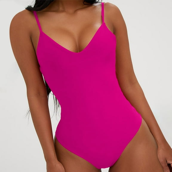 Women's Swimwear Plus Size Clearance $5 One Piece New Suspender Backless Lanyard Large Sexy Color One-piece Swimsuit