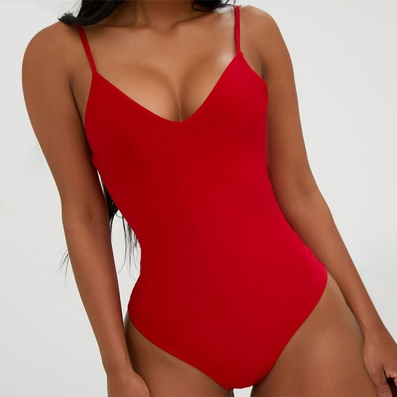 Women's Swimwear Plus Size Clearance $5 One Piece New Suspender Backless Lanyard Large Sexy Color One-piece Swimsuit